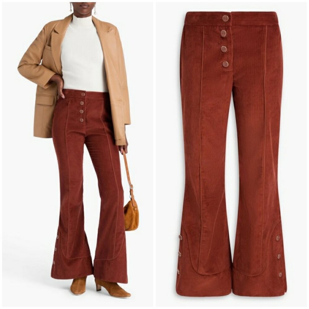 💕FARM RIO💕 Brown Flare Pants ~ High Waisted Corduroy Trousers Medium M NWT